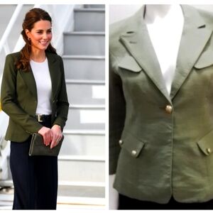 *copy* Princess Kate loves Smythe! Green, lined, linen/cotton blazer, size 8.